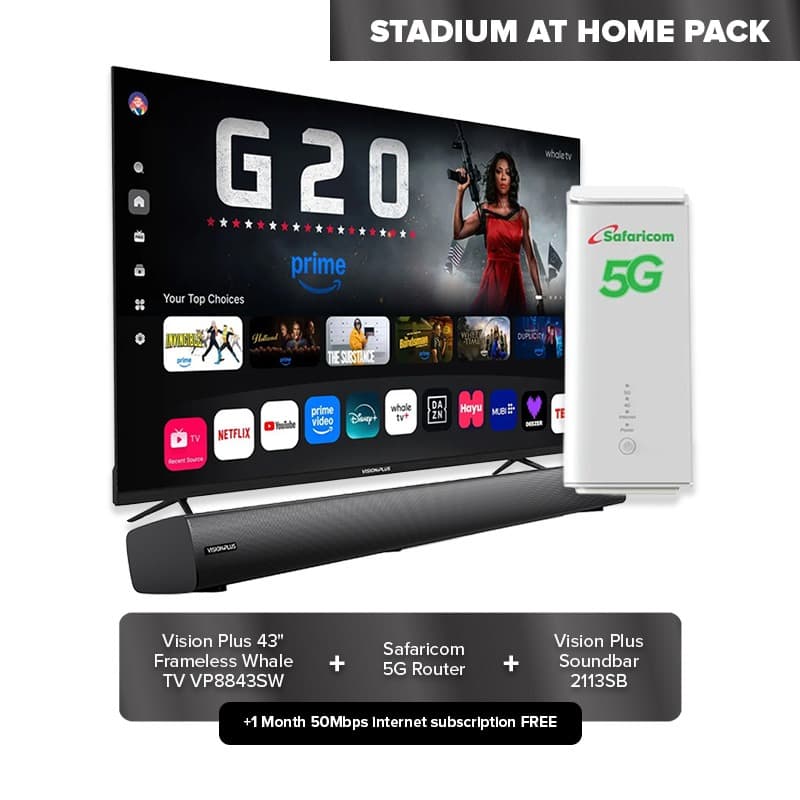 Stadium at Home Pack Plus (Vision Plus 43" TV + Safaricom 5G Router + Soundbar 2113SB)