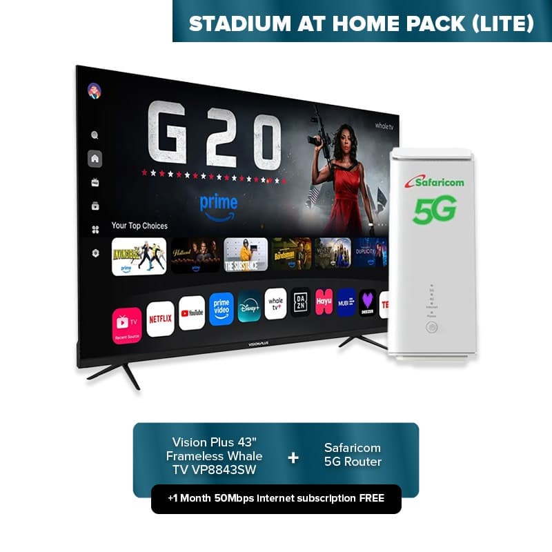 Stadium at Home Pack Lite (Vision Plus 43" TV + Safaricom 5G Router)